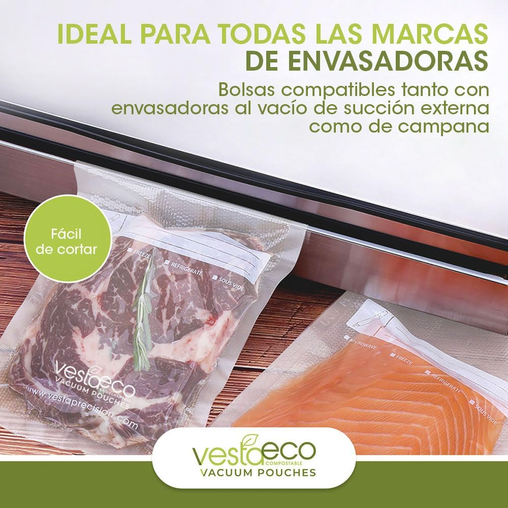 VestaEco Commercially Compostable Vacuum Seal Bags 11 x 16 Inches - 50 Vacuum