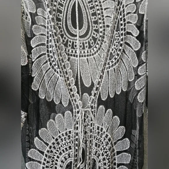 Women’s Swim Cover Up – Black with Sunflower Pattern