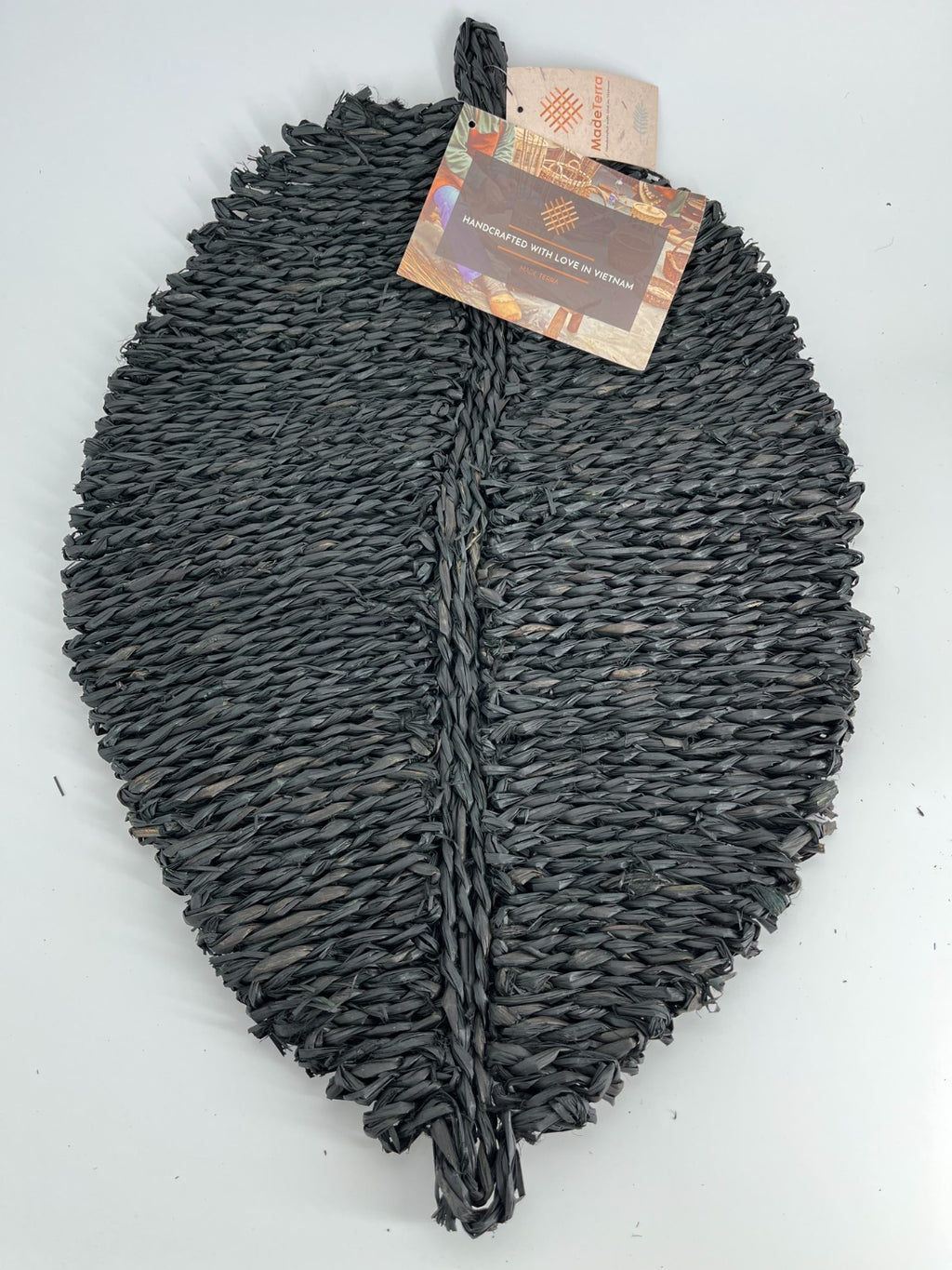 Leaf shape mat (Black) sustainable , L 23.6✖ W 15.7 inch