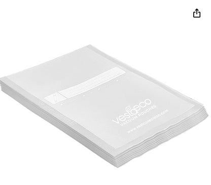 100 Vacuum VestaEco Commercially Compostable Vacuum Seal Bags - 6*10inch