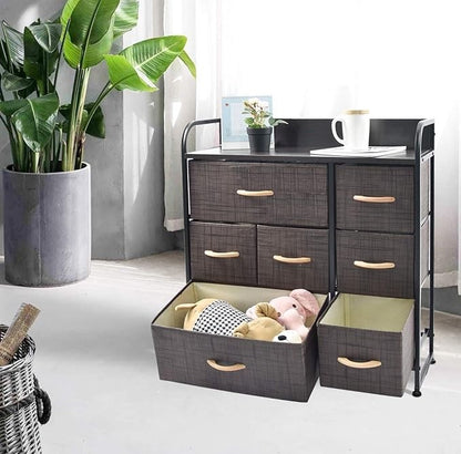 charaHOME 7-Drawer Fabric Dresser Organizer – Brown Storage Tower