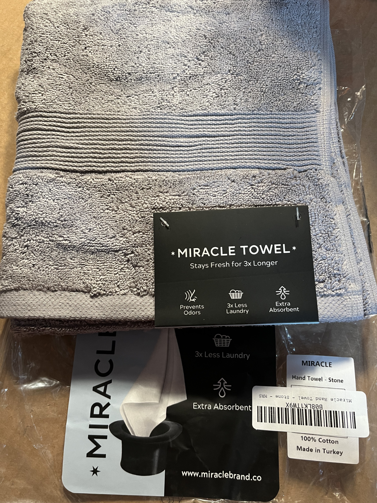 MIRACLE Hand Towel  Stone  18*28/inch/Pack   3Pack-Includes 3 hand towels.