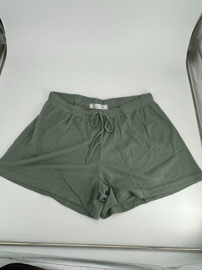 Women's Satin Sleeveless Top & PJ Shorts Pajamas Set green Size 2XL