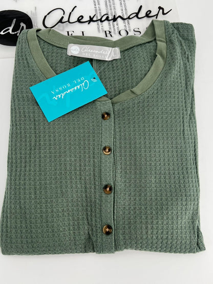 Women's Waffle Knit Thermal  Pajama Romper Size L