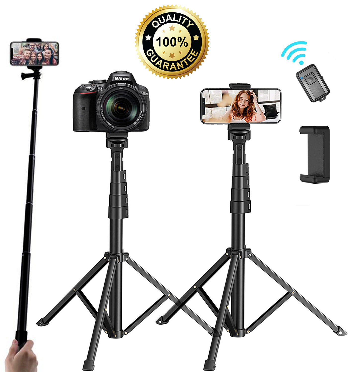 Universal 62-inch Selfie Stick Tripod Stand for Cell Phone with Bluetooth Remote