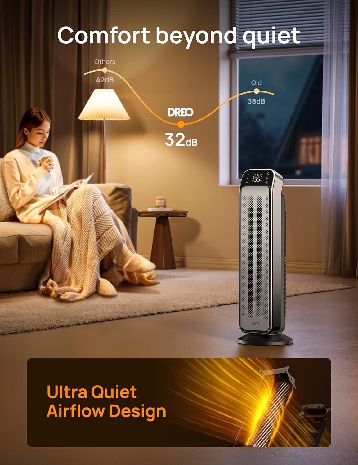 used-Fast Portable Room Heater with Remote and Thermostat, 3 Modes, Overheating