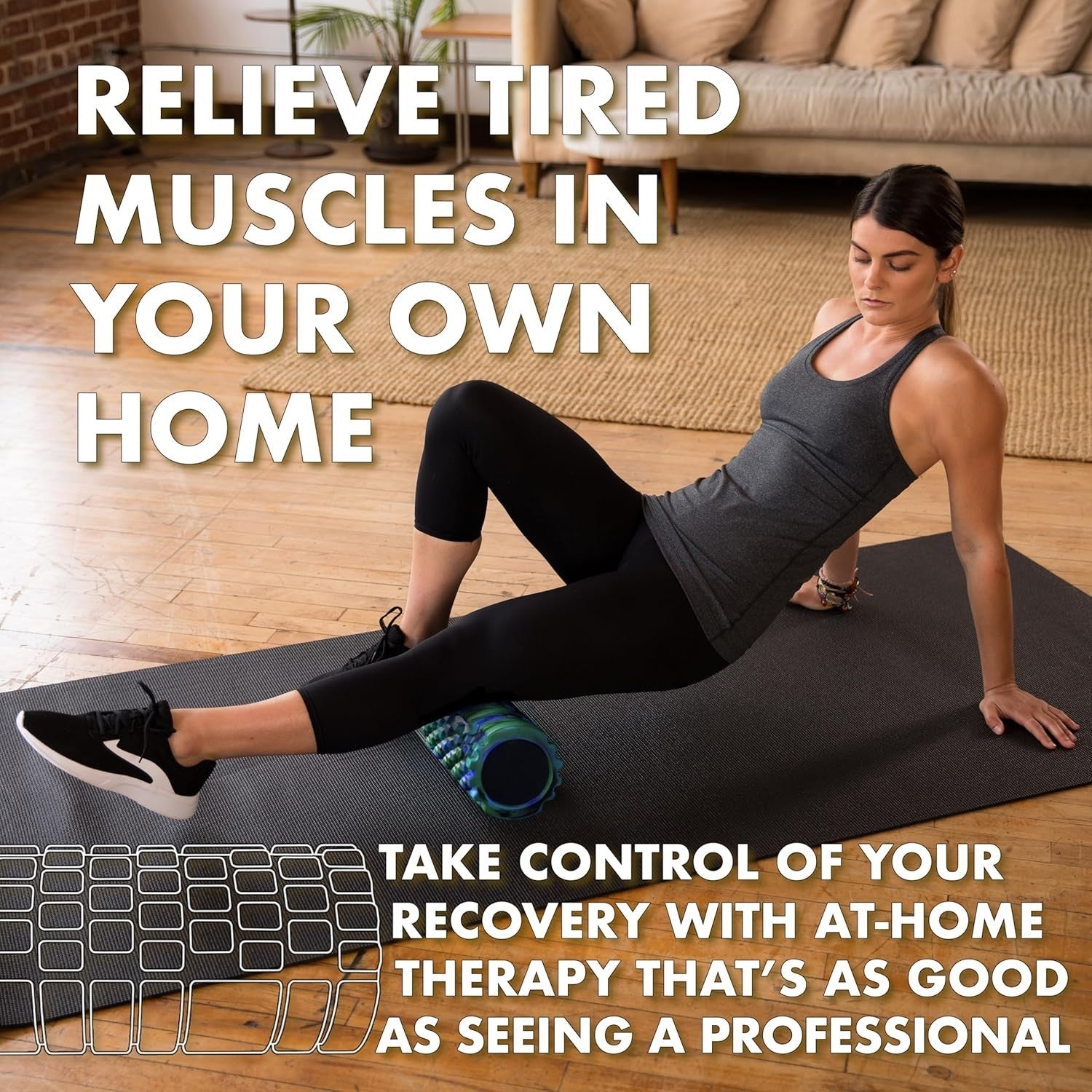 Foam Roller – Unique ‘Alien’ Color, L12.5” x W 5.5” x H 5.5”– for Deep Tissue &