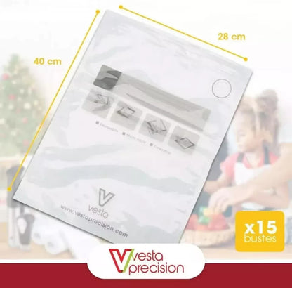 15bags 11*16’’ Vesta Precision Vacuum Bags for Food with Zipper and Valve