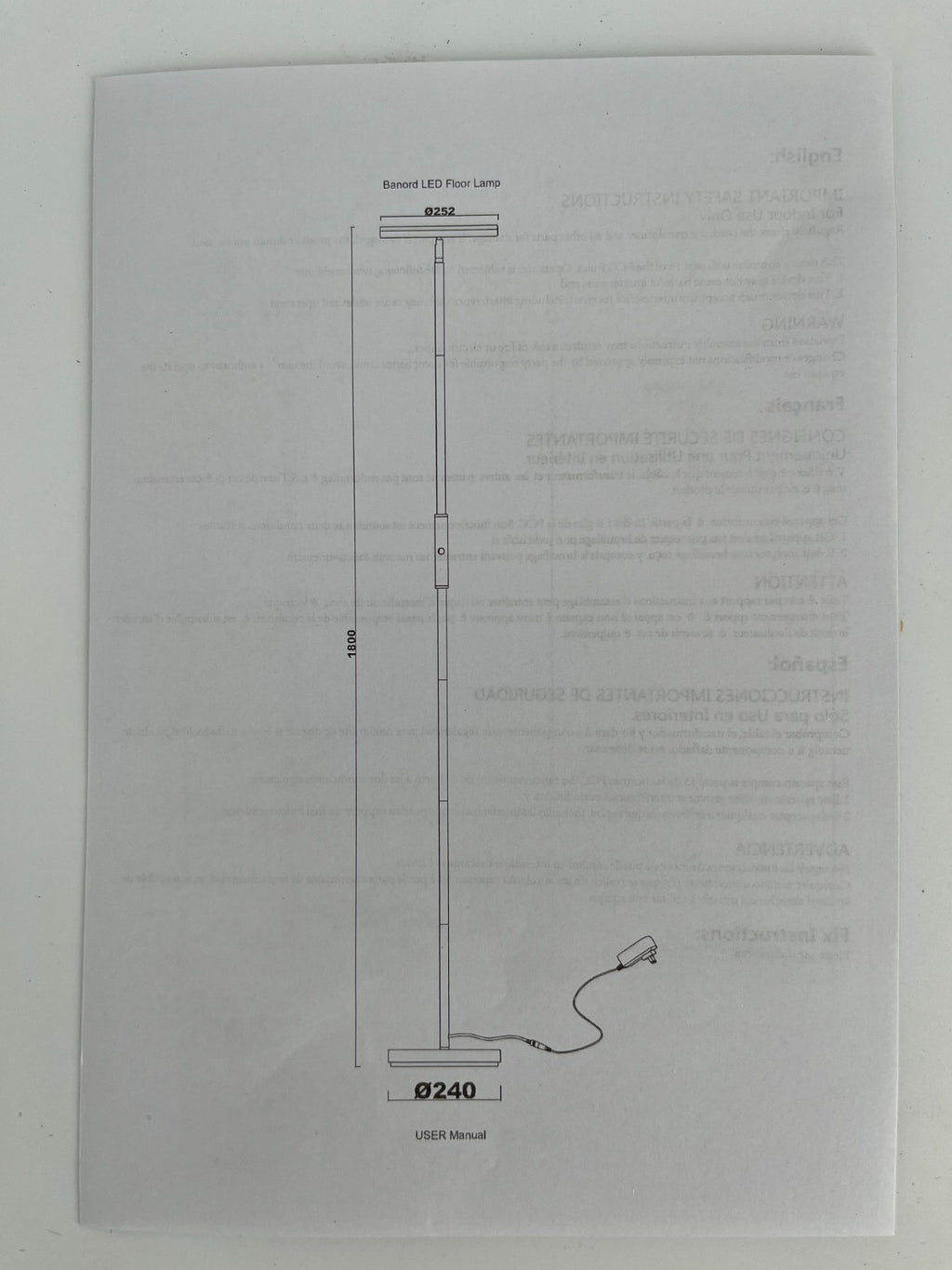 18W LED Dimmable Torchiere Floor Lamp