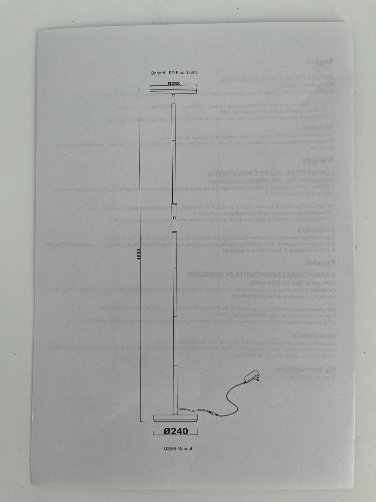 18W LED Dimmable Torchiere Floor Lamp