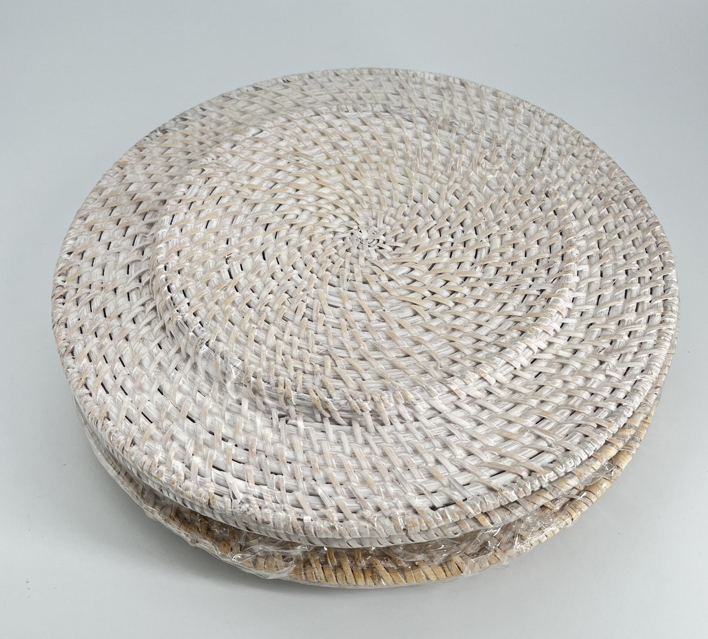 White Rattan Charger Plates 13" Set of 4 Rustic Woven Table Decor
