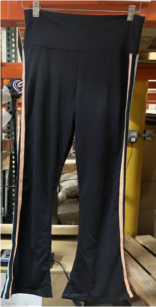 Sweet Vibes Women's Stretch Rib Flare Bottom Yoga Pants High Waist Double Seam M