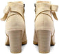9 FYS Botas cortas de punta redonda con lazo para mujer, con cremallera lateral,