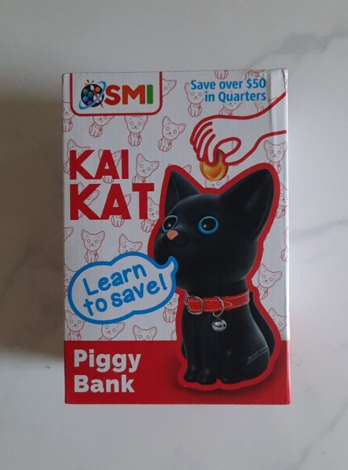 KAI KAT Black Cat Piggy Bank Ubreakable Plastic Brand New in Box