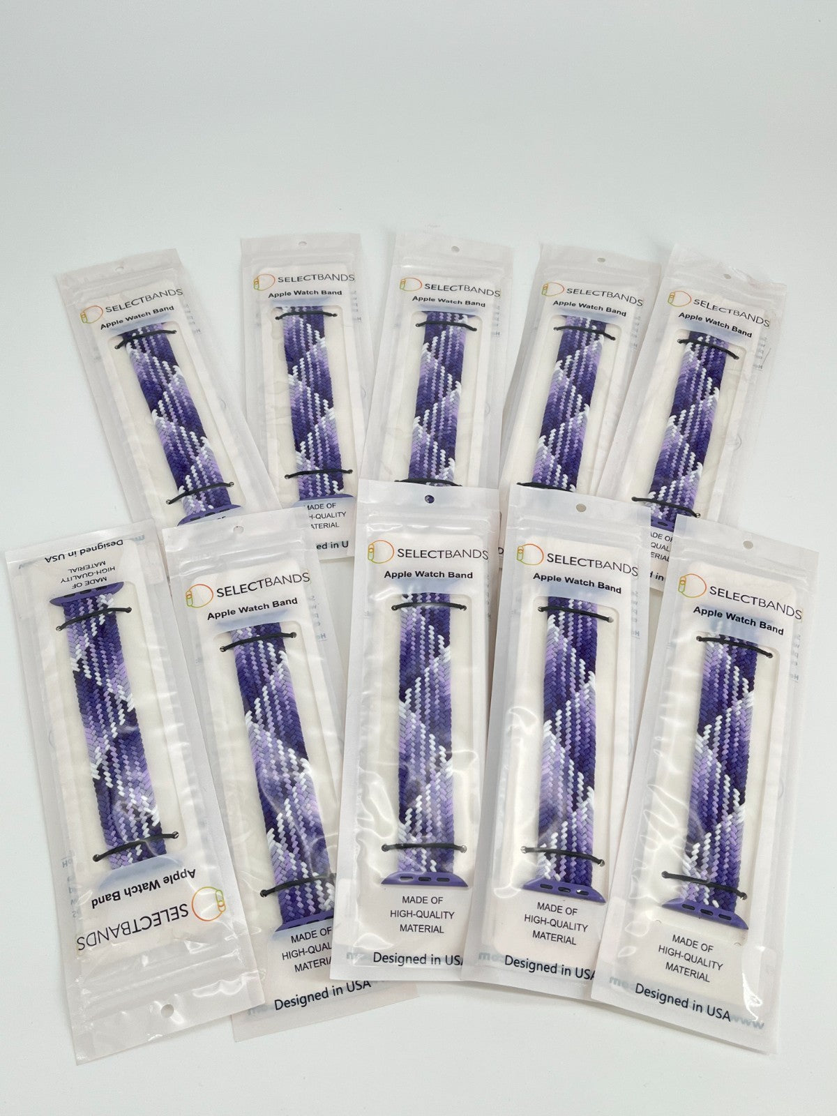 10-Pack XS  purple  Solid Loop Watch Bands 0.8 x 5.6Inch , Fits 42mm/44mm/45mm