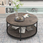 NSdirect 36" Round Coffee Table with Storage Shelf – Light Walnut