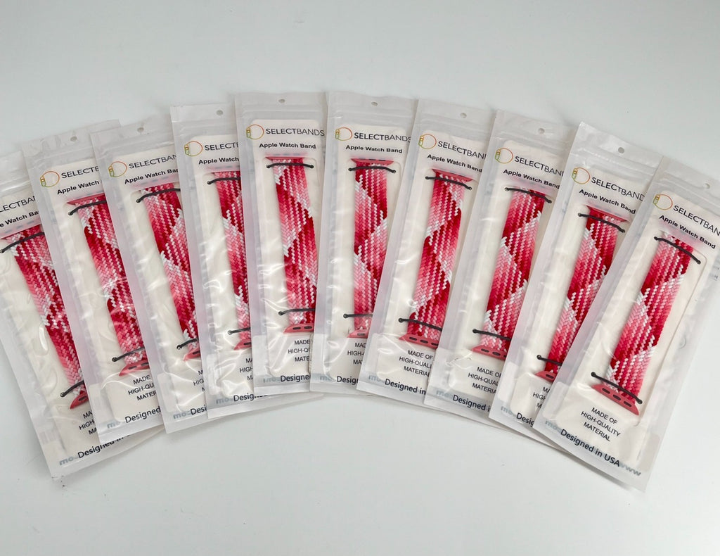10-Pack XS  Pink  Loop Watch Bands 0.8 x 5.2Inch , Fits 38mm/40mm/41mm  Case