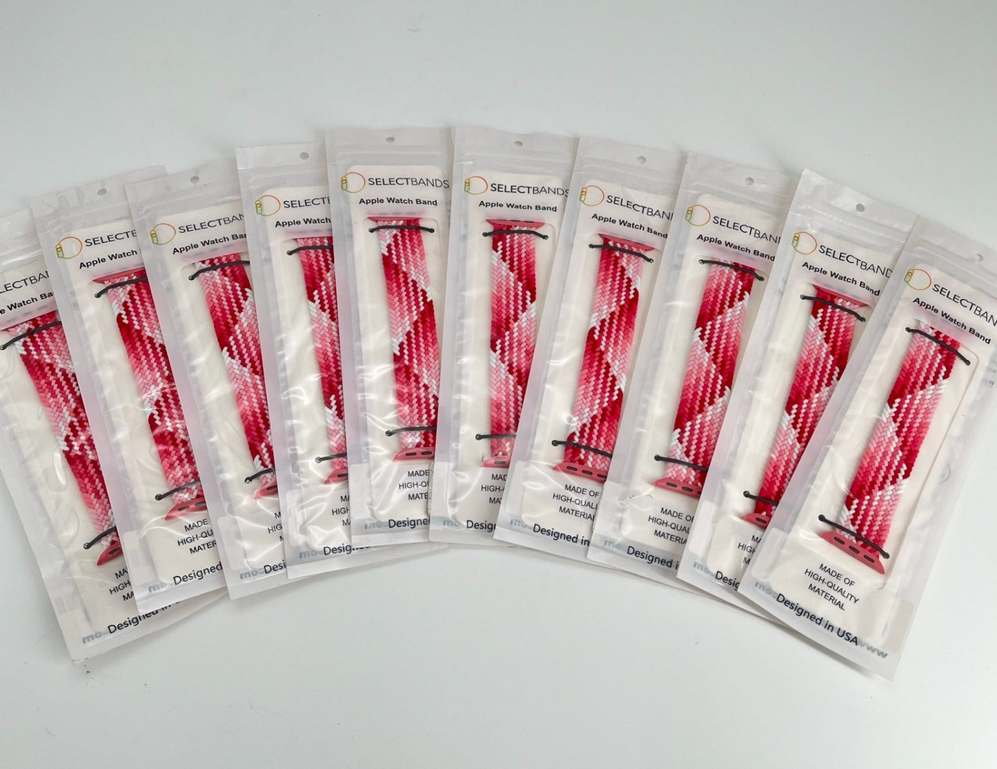 10-Pack XS  Pink  Loop Watch Bands 0.8 x 5.2Inch , Fits 38mm/40mm/41mm  Case