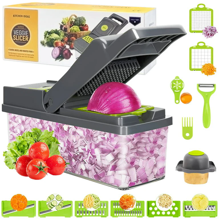 14in1 Vegetable Grater Slicer Dicer Potato Cutter Kitchen Gadget Tools Set.
