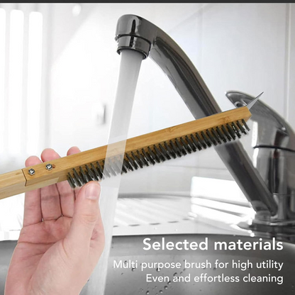 Pizza Oven Brush with Scraper, Pizza Stone Cleaning Brush, Brass Bristles Pizza