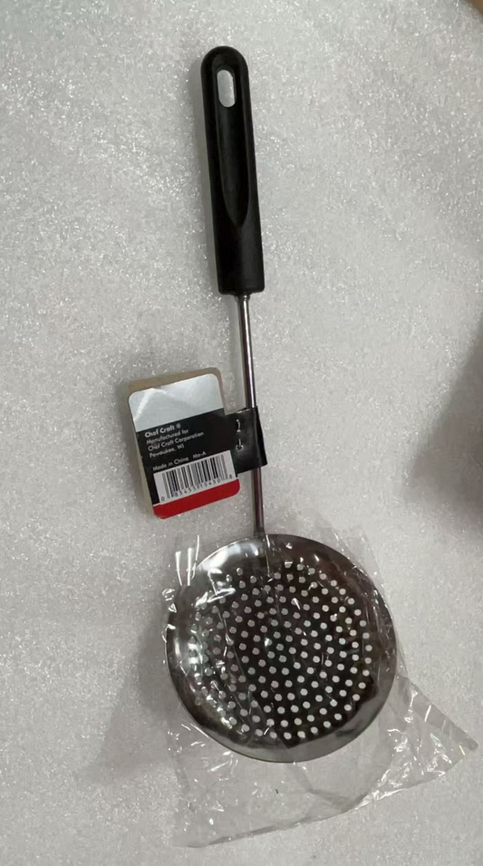 Chef Craft Basic Stainless Steel Sturdy Skimmer, 12.5 inch, Black