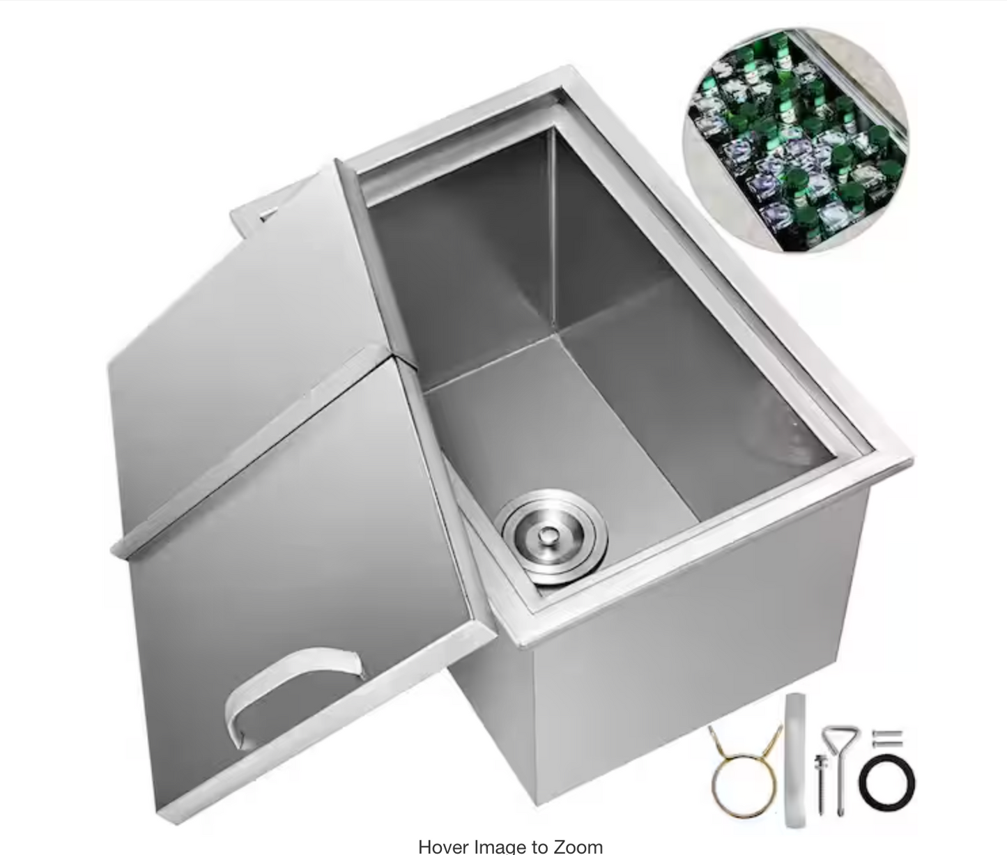 Drop In Ice Chest 304 Stainless Steel Drop-In Ice Bin Cooler for Wine Beer Drink