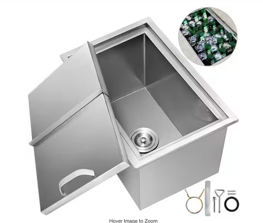 Drop In Ice Chest 304 Stainless Steel Drop-In Ice Bin Cooler for Wine Beer Drink