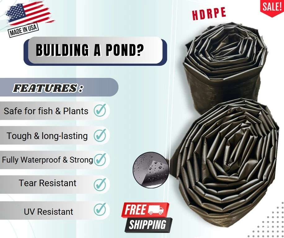 Pond Liner 20 ft. x 25 ft. 20 Mil Thickness High Tensile Sunlight-proof Flexible