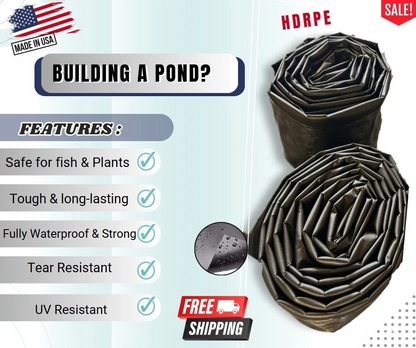Pond Liner 20 ft. x 25 ft. 20 Mil Thickness High Tensile Sunlight-proof Flexible