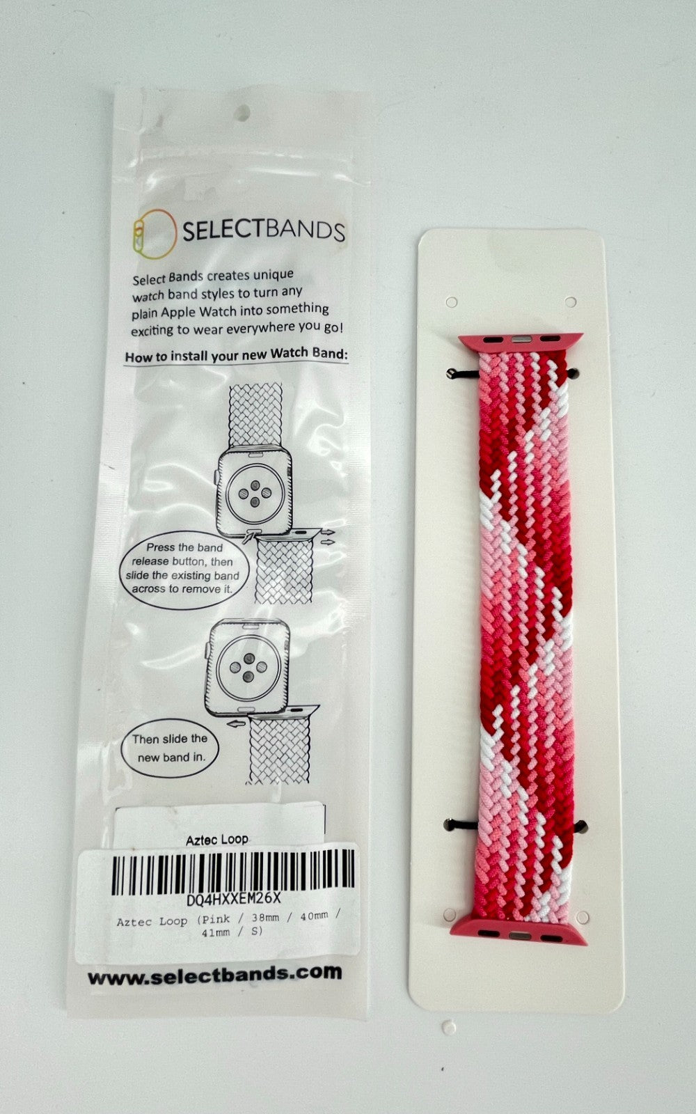 5-Pack S  Aztec Pink Loop Watch Bands 0.8 x 5.7 Inch Fits 38mm/40mm/41mm