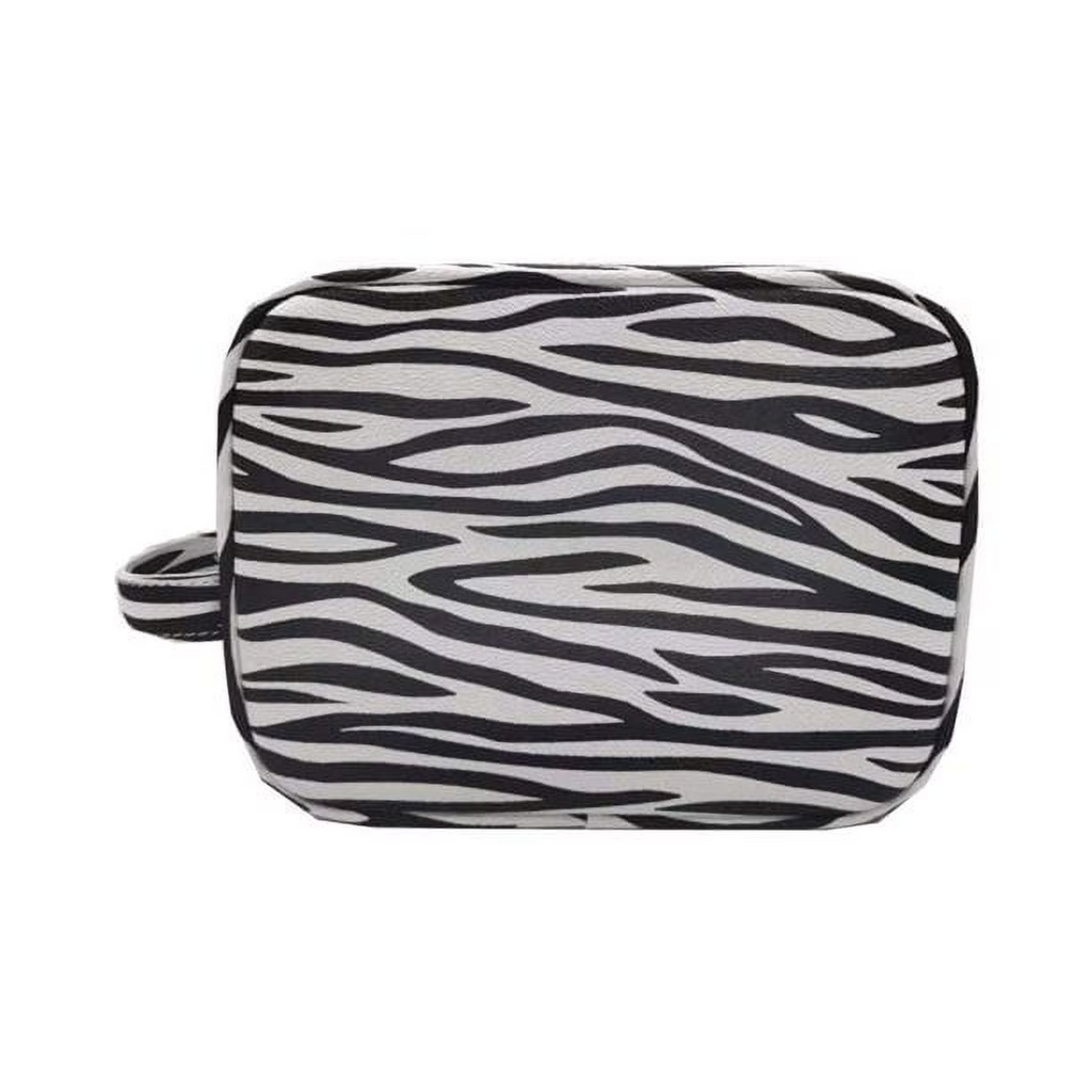 Daisy Rose Cosmetic Toiletry Bag PU Vegan Leather Travel Bag for Women - Zebra.
