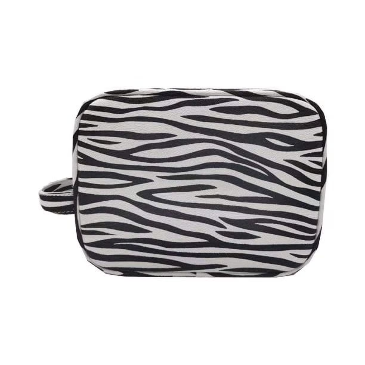 Daisy Rose Cosmetic Toiletry Bag PU Vegan Leather Travel Bag for Women - Zebra.