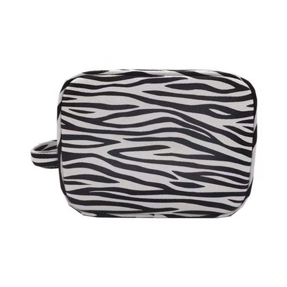 Daisy Rose Cosmetic Toiletry Bag PU Vegan Leather Travel Bag for Women - Zebra.