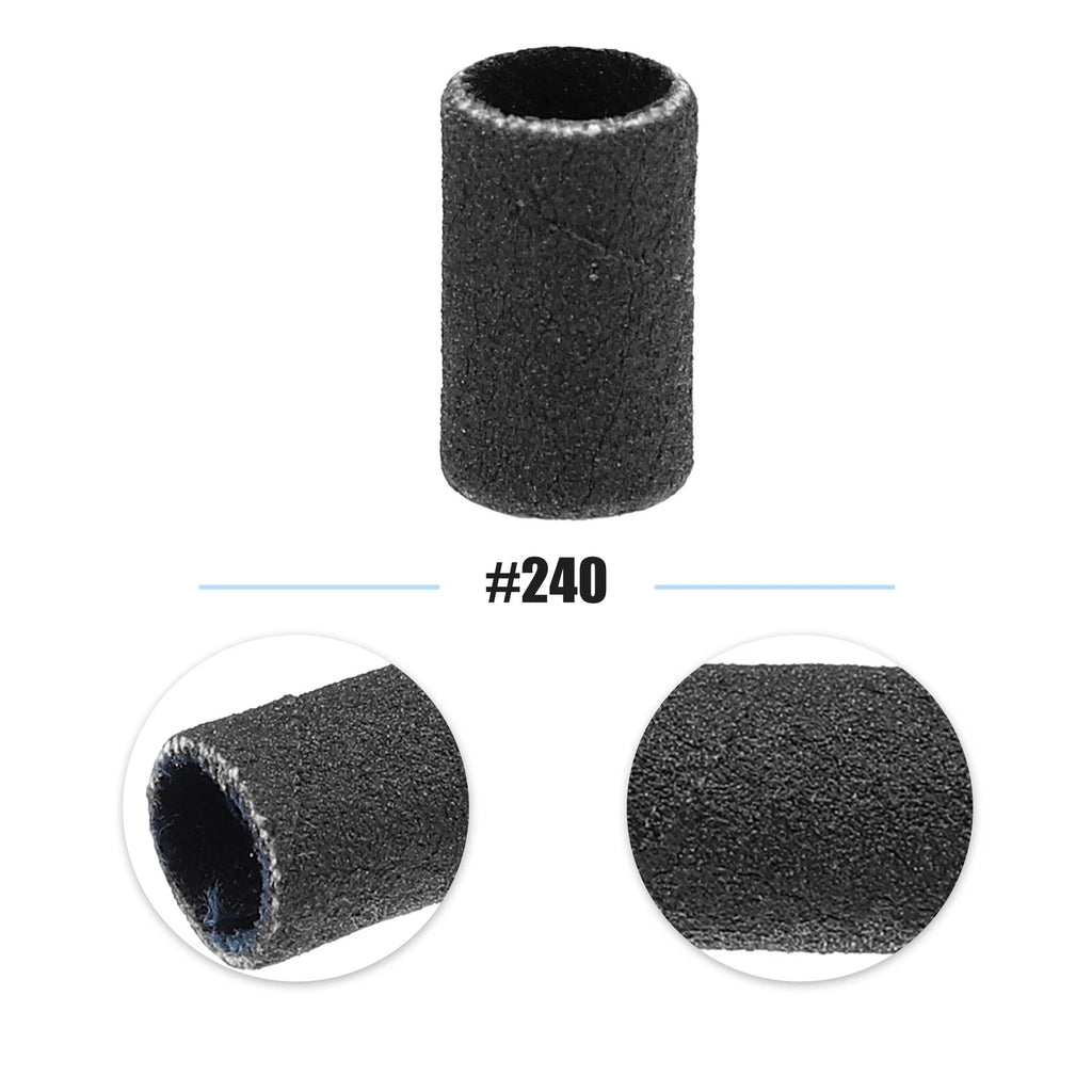 100 Pcs/set Black Nail Drill Sanding Bands #240 Manicure Tool
