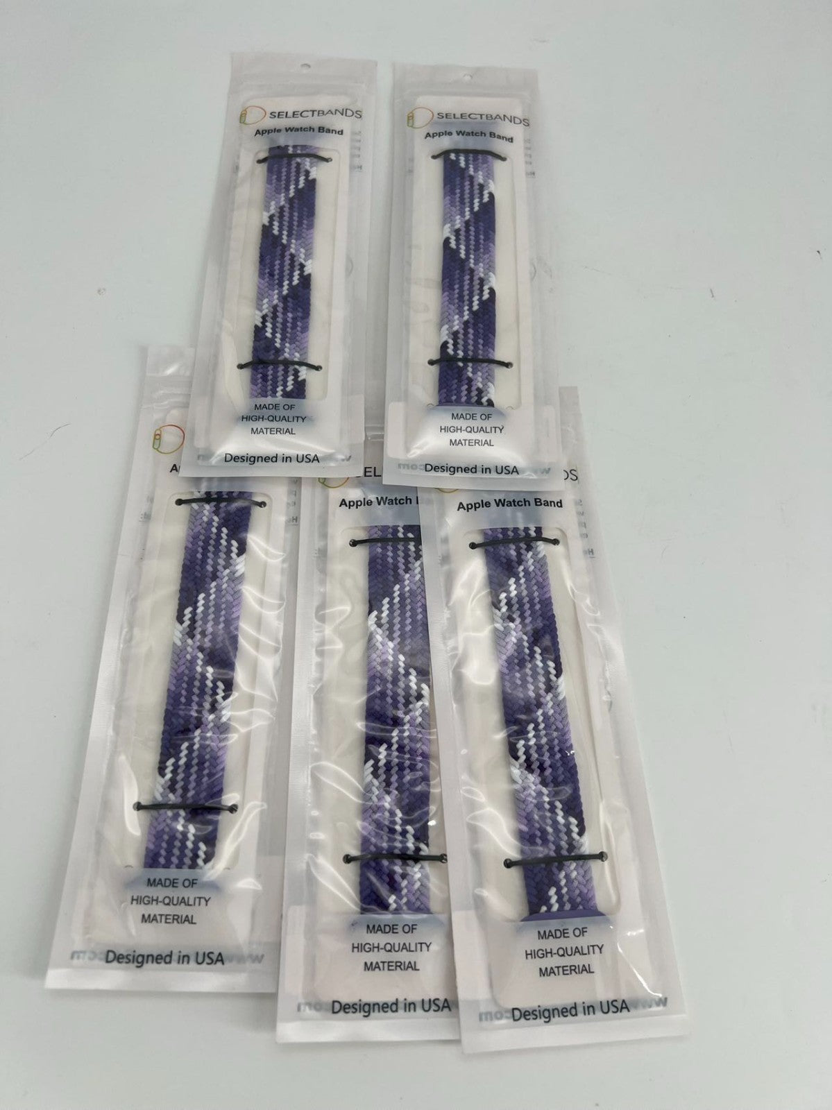 5  -Pack M  Purple  Loop Watch Bands 0.8 x 6.8 Inch   Fits 38mm/40mm/41mm