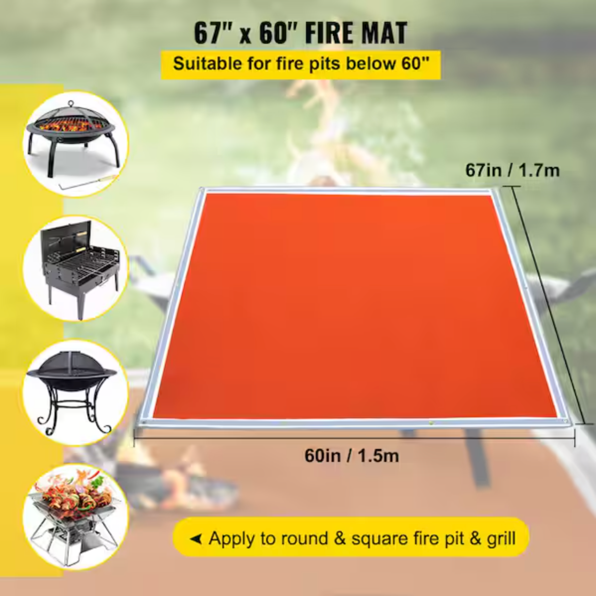Fire Blanket, 67" x 60" Fiberglass Welding Blanket, 3.3 lbs Fireproof Blanket