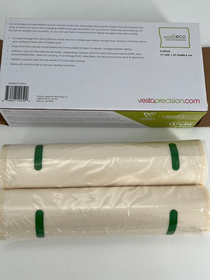 VestaEco Compostable Vacuum Seal Bags 11X20 Inches 2 ROLLS