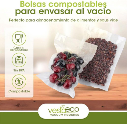VestaEco Commercially Compostable Vacuum Seal Bags 11 x 16 Inches - 50 Vacuum