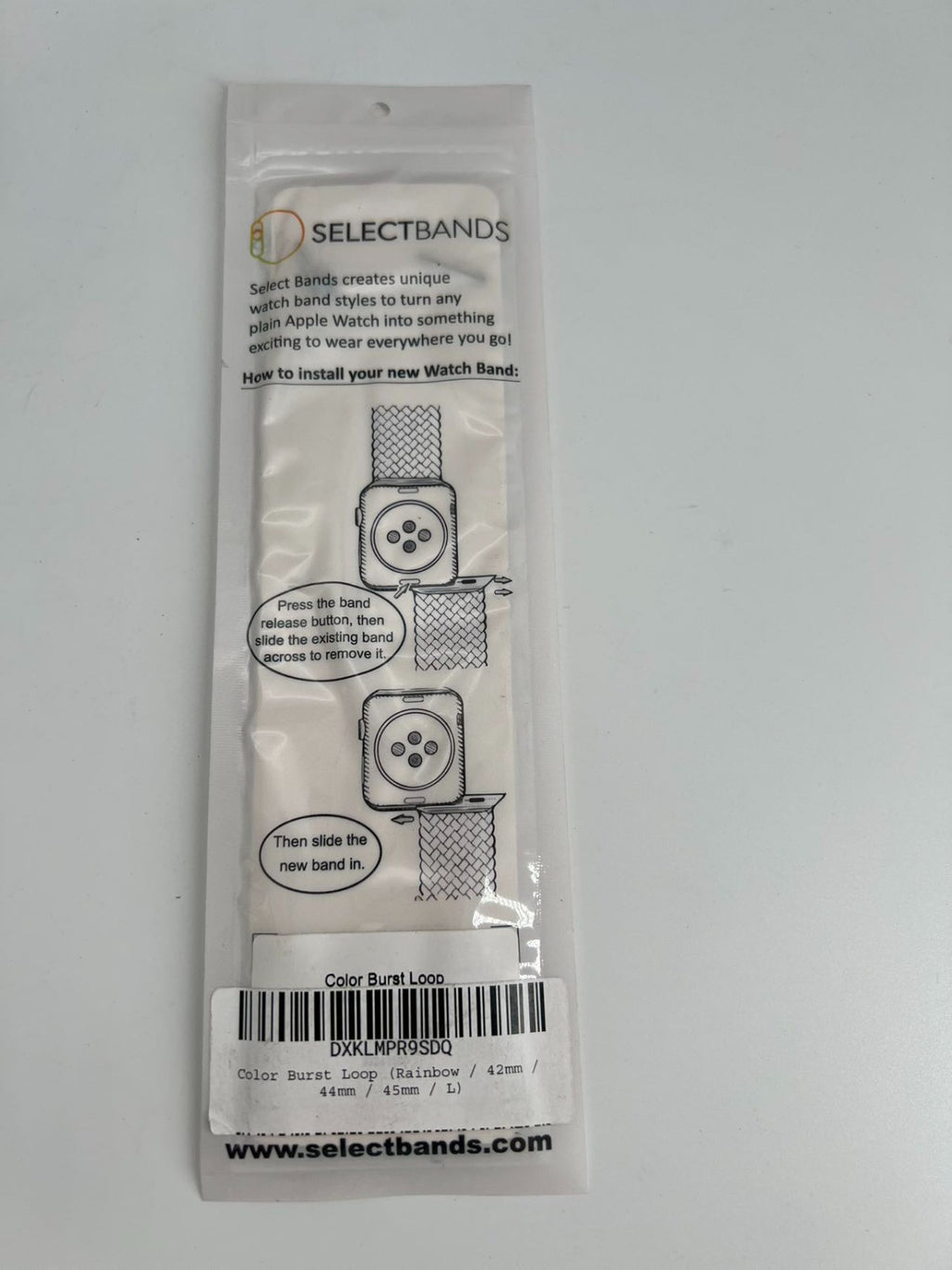 5-Pack L  Burst Rainbow  Loop Watch Bands 0.8 x 7.1 Inch Fits 42mm/44mm/45mm