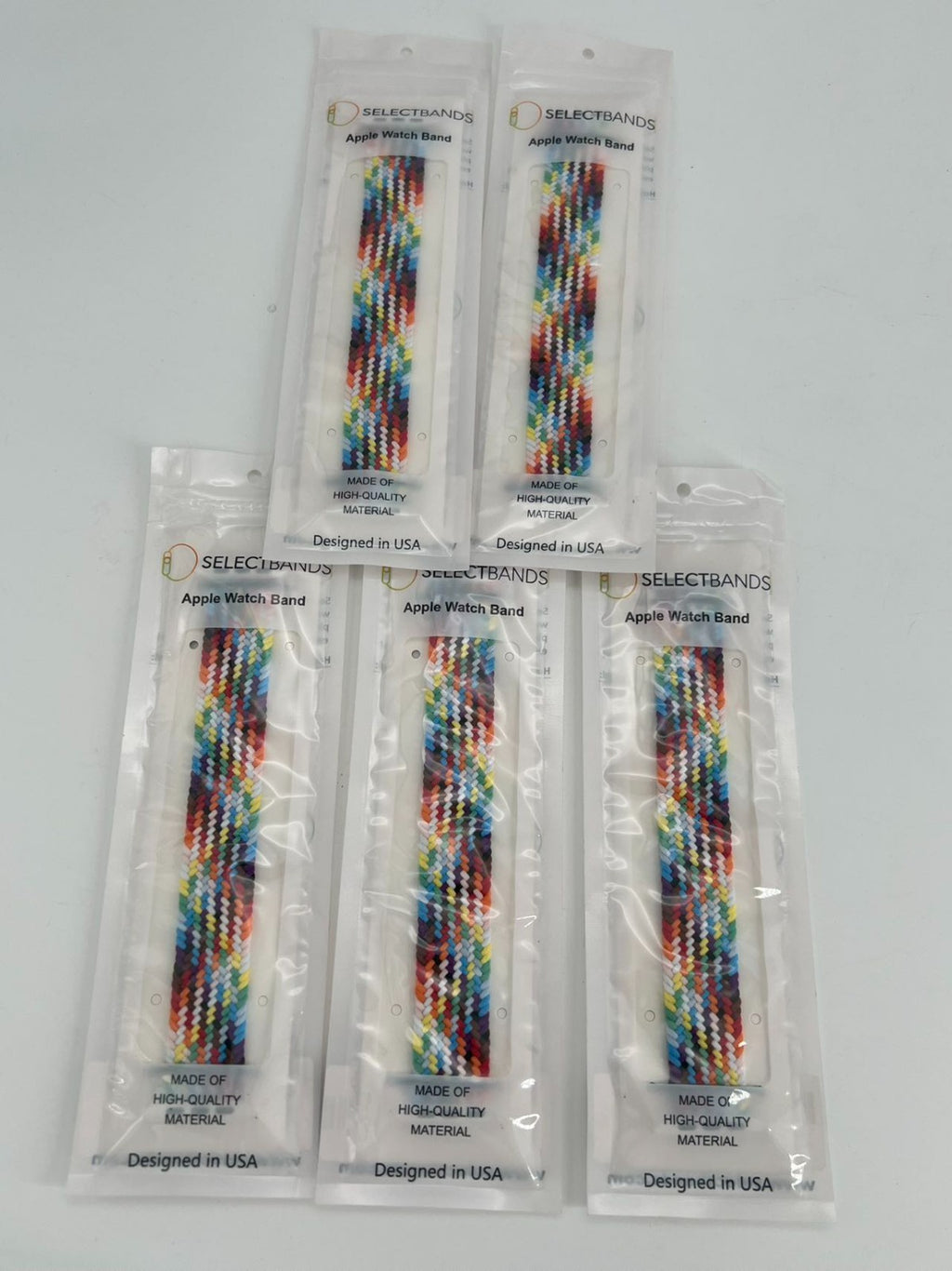 5- Pack M  Color Burst  Loop Watch Bands 0.8 x 6.2 Inch  Fits 42mm/44mm/45mm