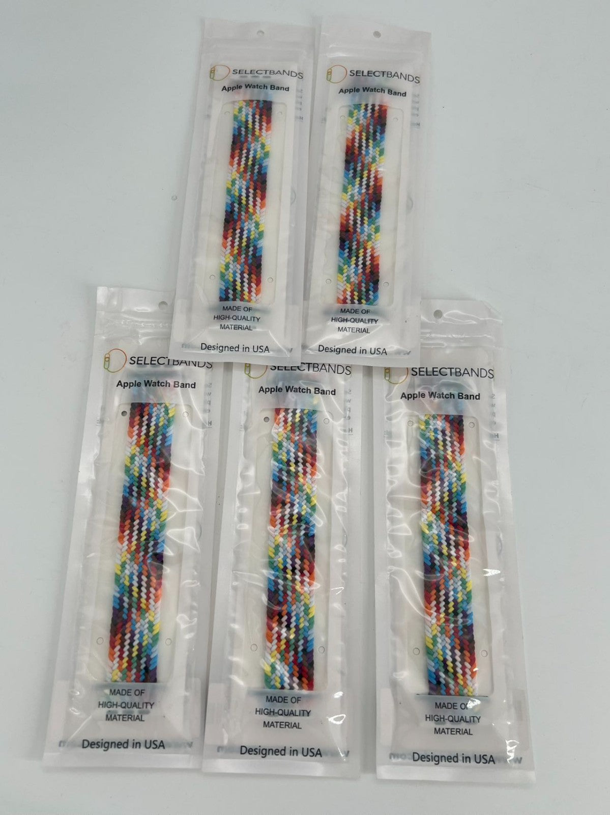5- Pack M  Color Burst  Loop Watch Bands 0.8 x 6.2 Inch  Fits 42mm/44mm/45mm
