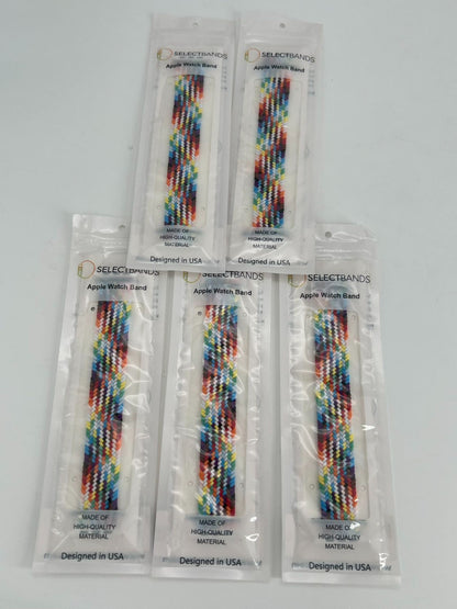 5- Pack M  Color Burst  Loop Watch Bands 0.8 x 6.2 Inch  Fits 42mm/44mm/45mm