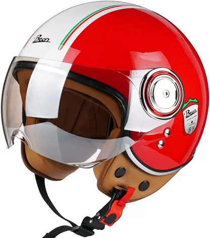 retro 3/4 de cara abierta, casco de motocicleta con visera, cascos vintage