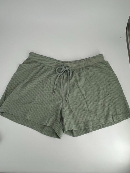 Women's Satin Sleeveless Top & PJ Shorts Pajamas Set green Size XL