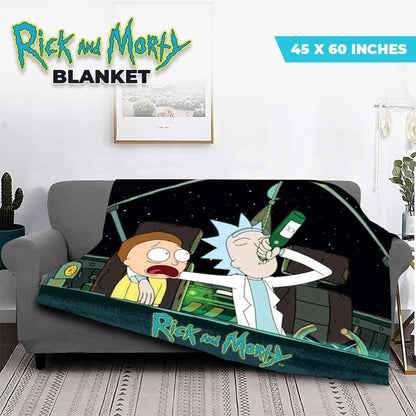 Rick and Morty Spaceship Fleece Throw Blanket, 45” x 60”