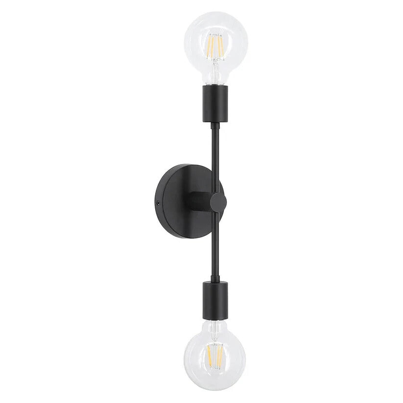 2-Light Black Bathroom Vanity Wall Sconce with LED Bulbs XB-W1234-2-MB-G30