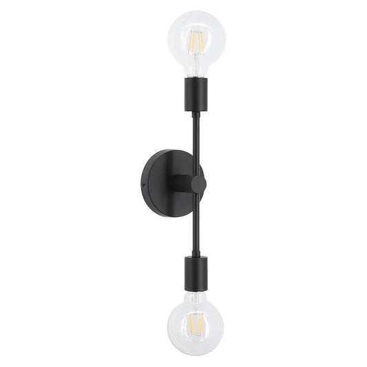 2-Light Black Bathroom Vanity Wall Sconce with LED Bulbs XB-W1234-2-MB-G30