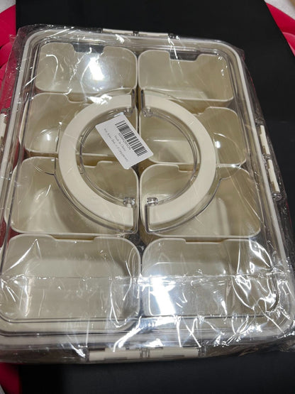 8 Compartment Snackle Box Container, Divided Serving Tray with Lid and Handle