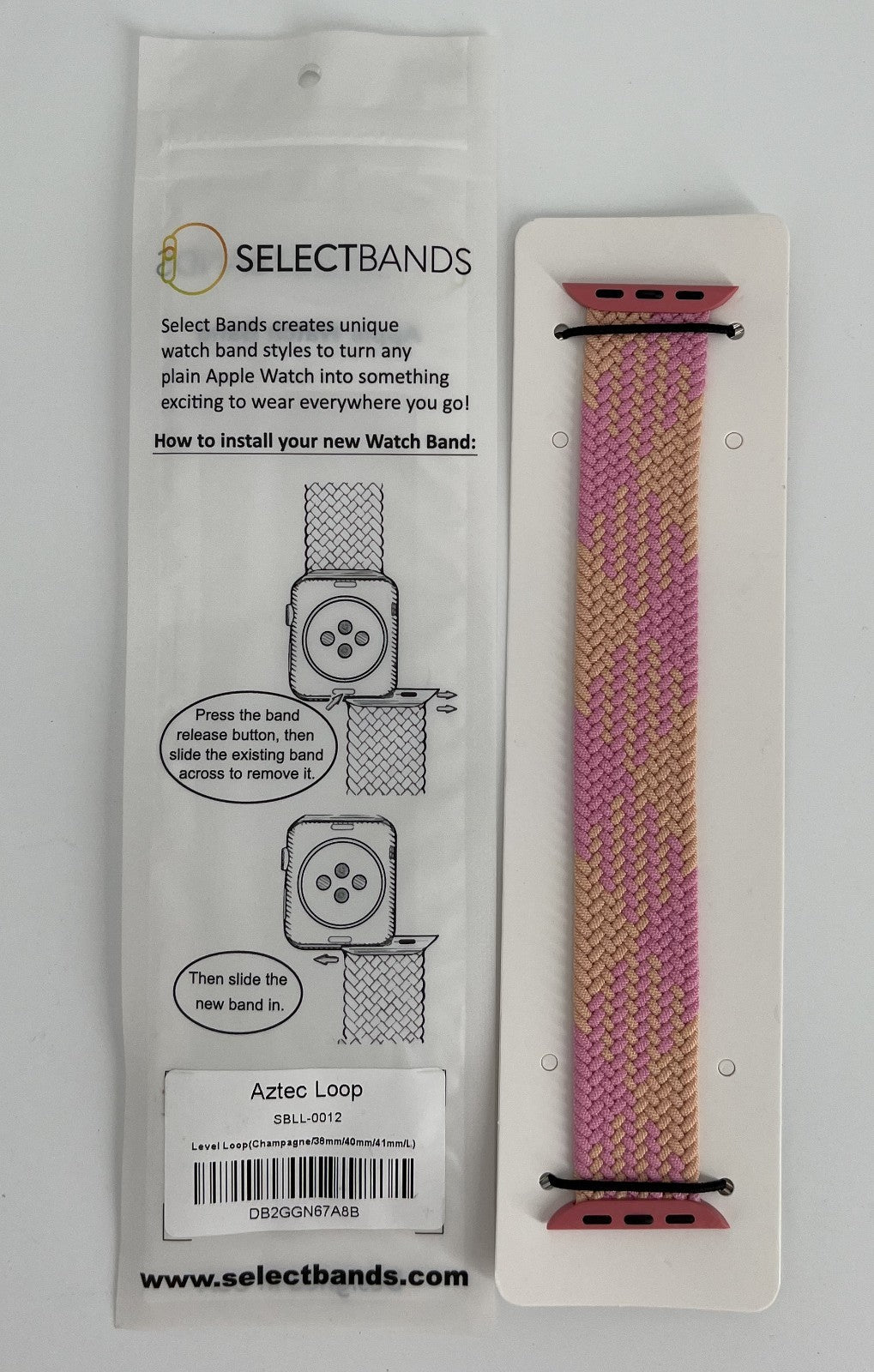 10-Pack  L  Champagne  Solid Loop Apple Watch Bands 0.8 x 6.5Inch , Fits 38mm/40