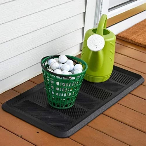 Durable 32 x 16 Inch Rubber Boot Tray Mat for Indoor Outdoor Use